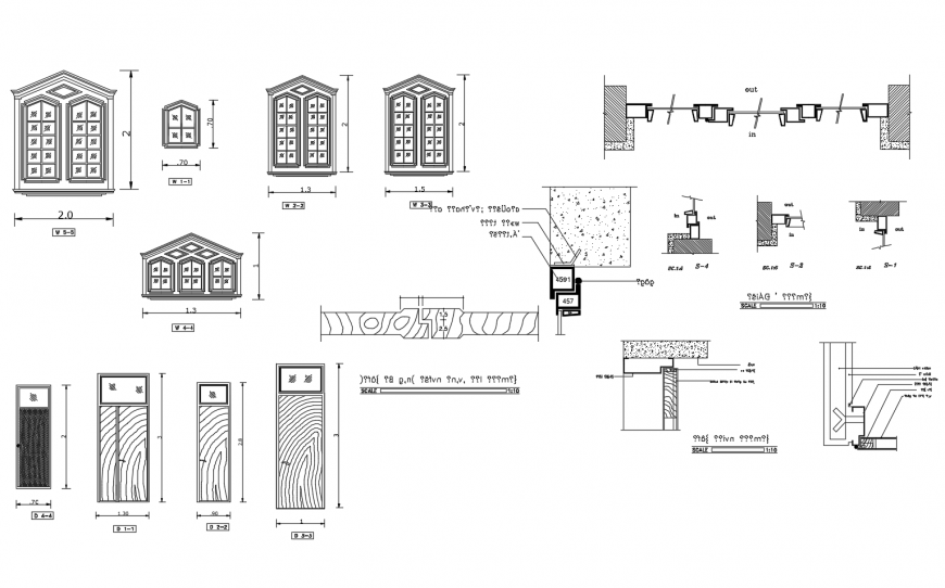 Door and window units blocks detail 2d view autocad file