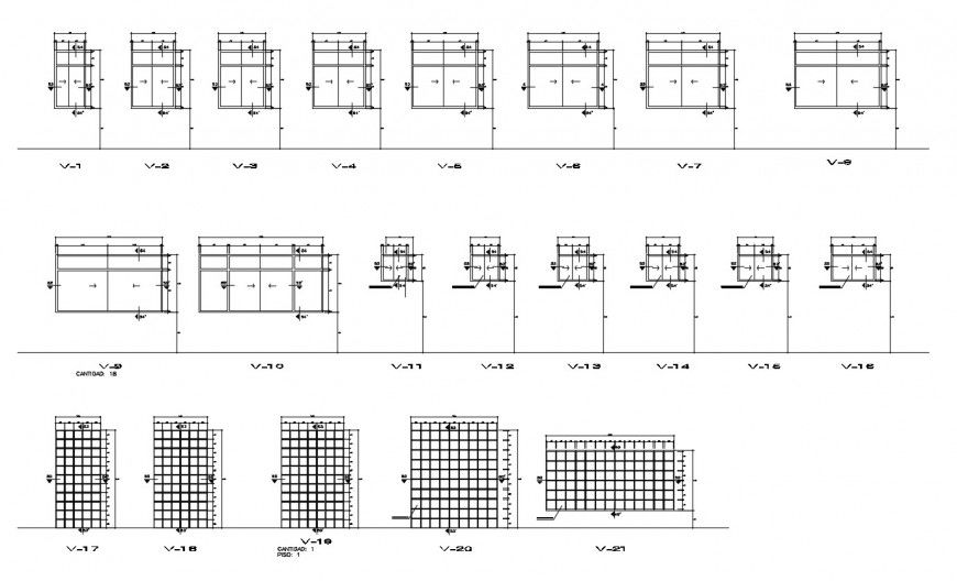 Door and window units detail 2d view CAD block autocad file