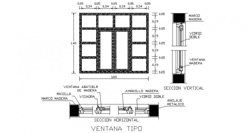 Door block detail elevation and section 2d view autocad file