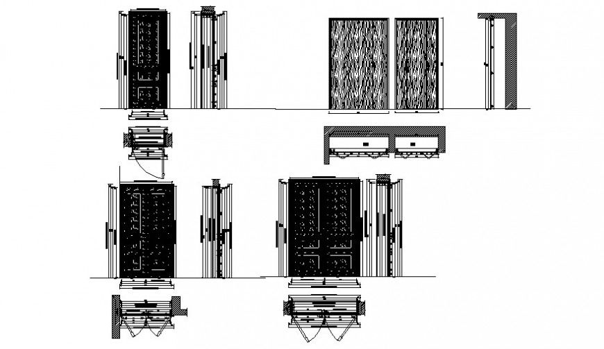 Door blocks drawings 2d view elevation and plan autocad file