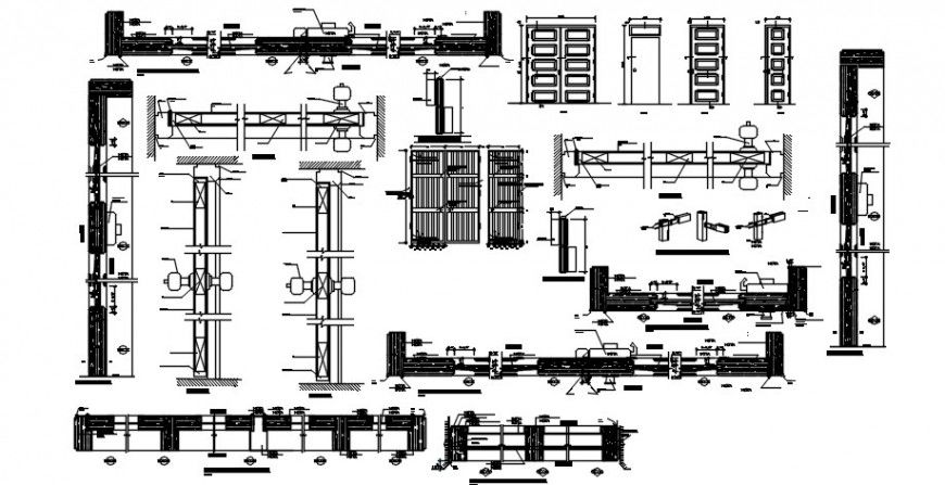 Door blocks drawings 2d view elevation and section dwg file