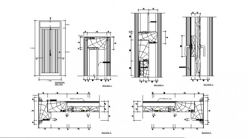 Door blocks drawings detail elevation and section autocad file