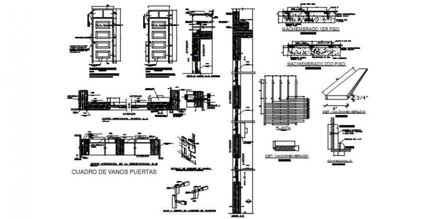 Door blocks drawings elevation and section dwg autocad file