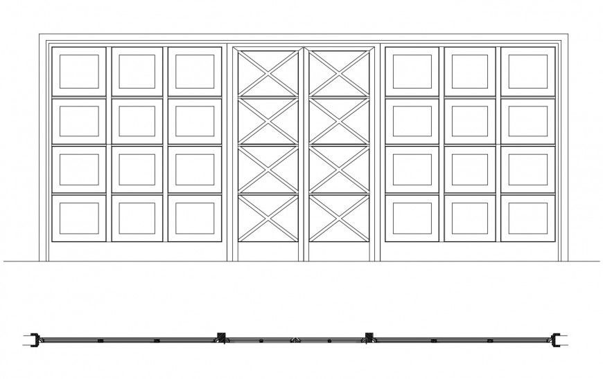 Door construction detail plan and elevation 2d view autocad file