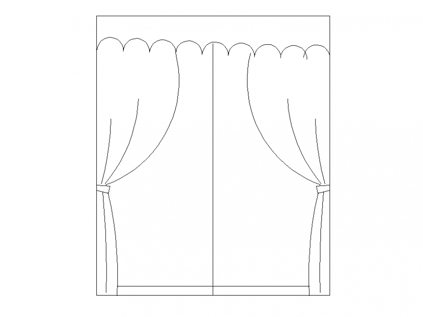 Door curtain detail elevation 2d view layout file