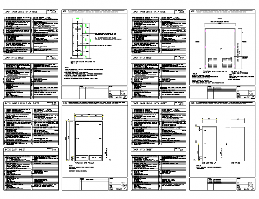 Door data sheet plan autocad file