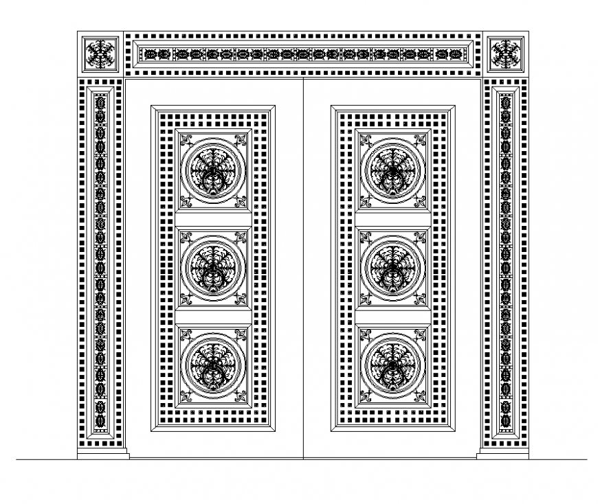 Door design detail 2d view layout file in autocad format