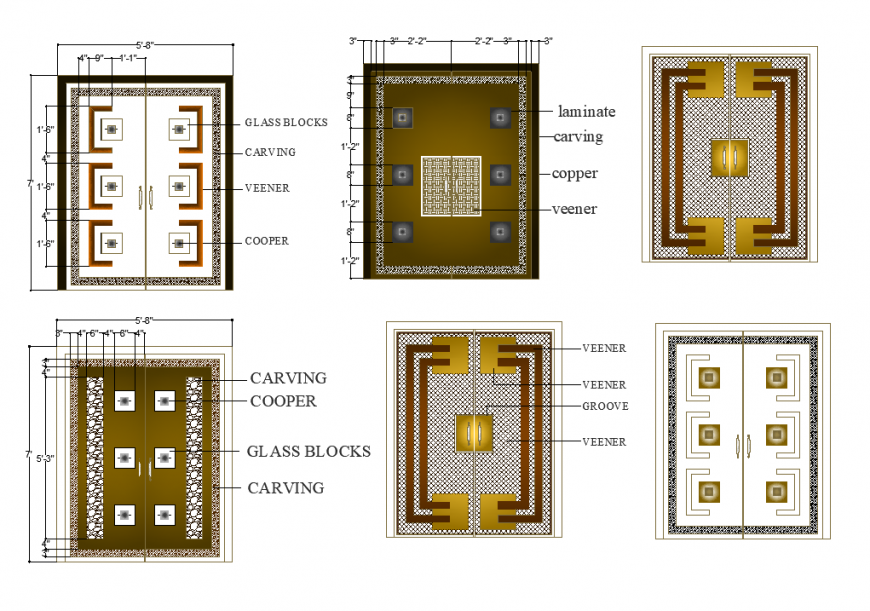 Door design detail elevation 3d model autocad file