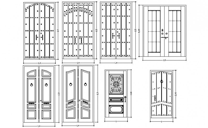 Door design drawing details in autocad
