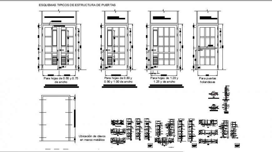Door design drawings 2d view autocad software file