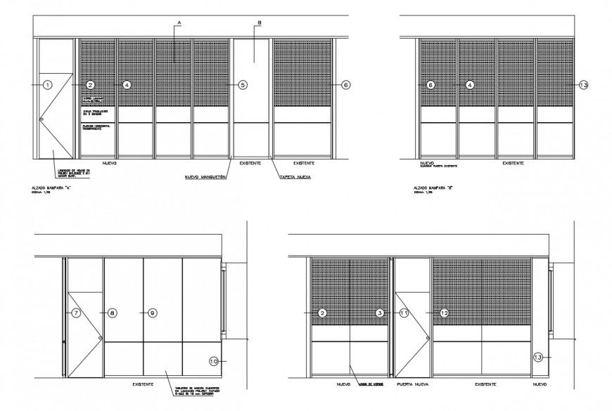Door detail CAD block 2d view layout file in dwg format