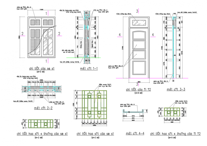 Door Detail in Section & Elevation design drawing.