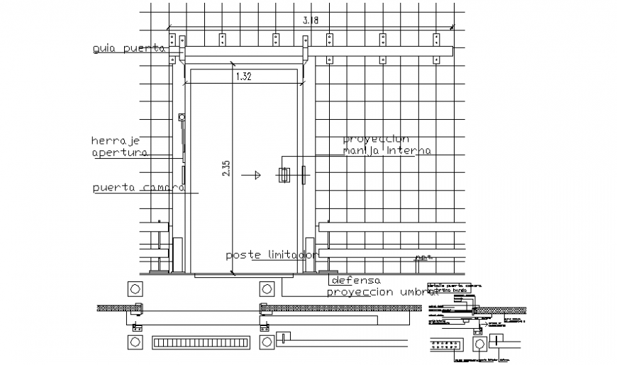 Door drawings 2d view plan and elevation autocad software fie