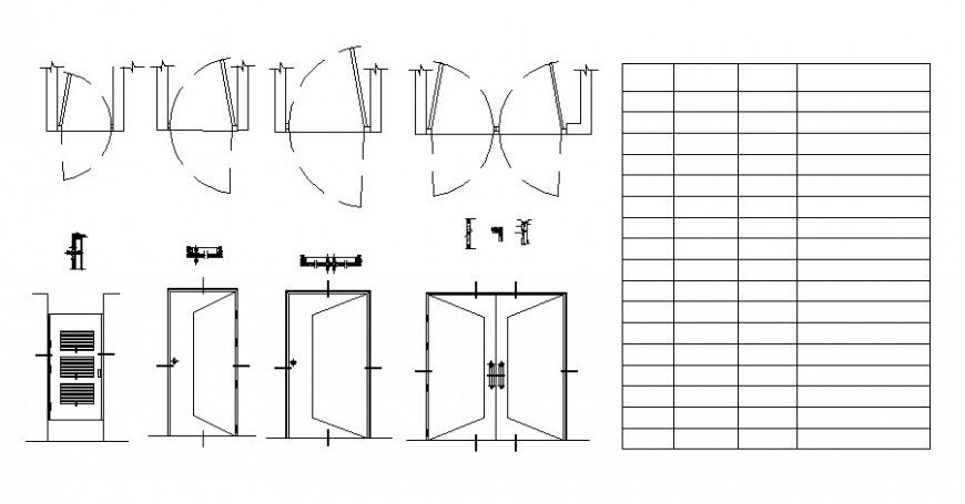 Door elevation and plan and details drawing in AutoCAD