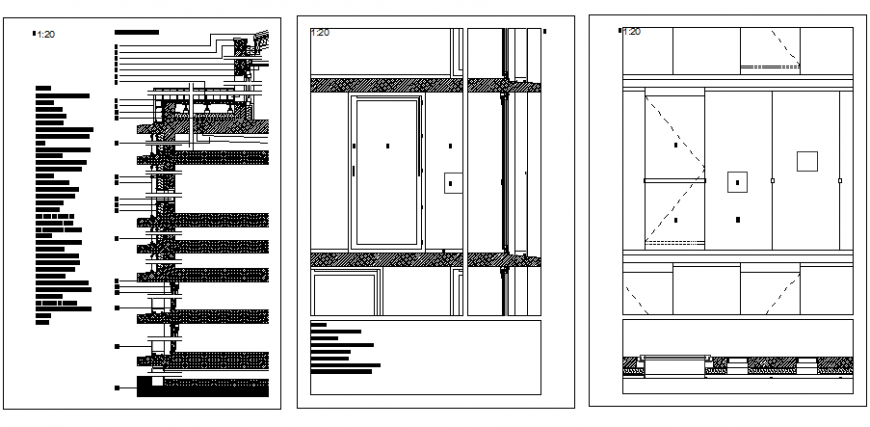 Door elevation and wall section plan layout file