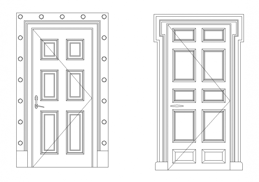 Door elevation layout 2d view autocad file
