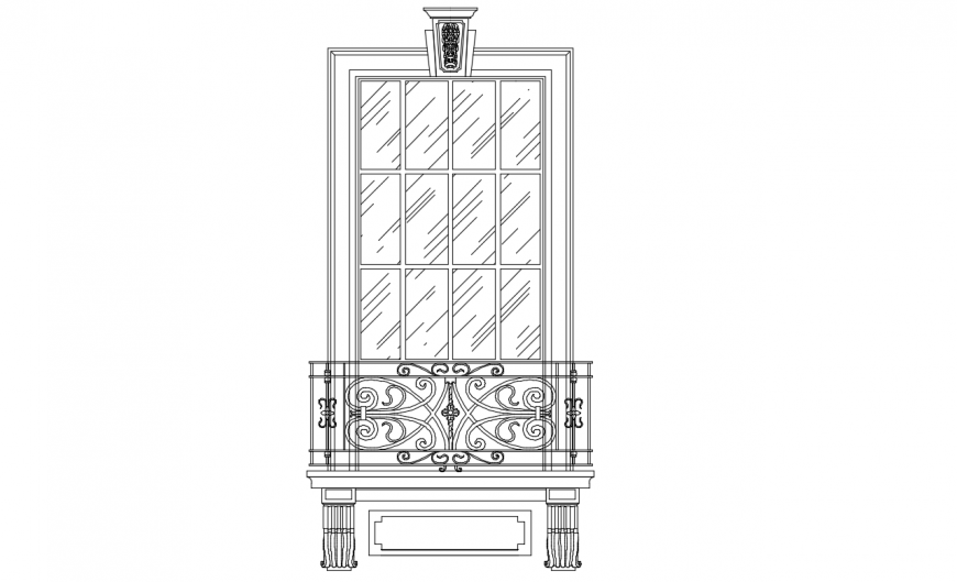 Door elevation with balcony elevation cad drawing details dwg file