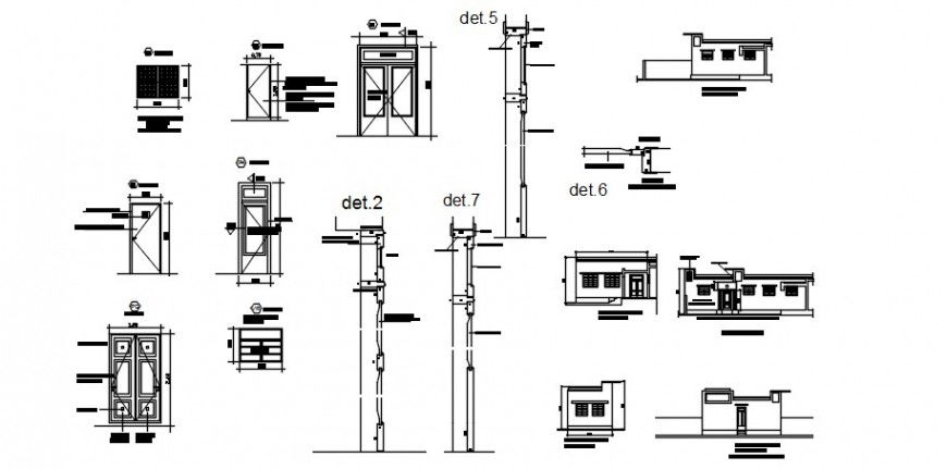 Door elevations and installation drawing details for hospital dwg file