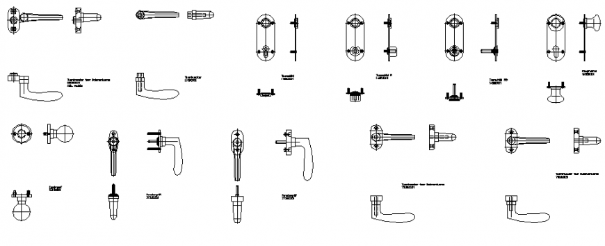 Door fittings multiple fsb blocks cad drawing details dwg file