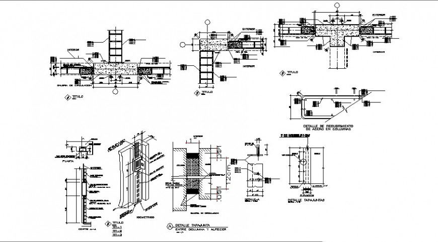 Door frame installation and structure details of school dwg file