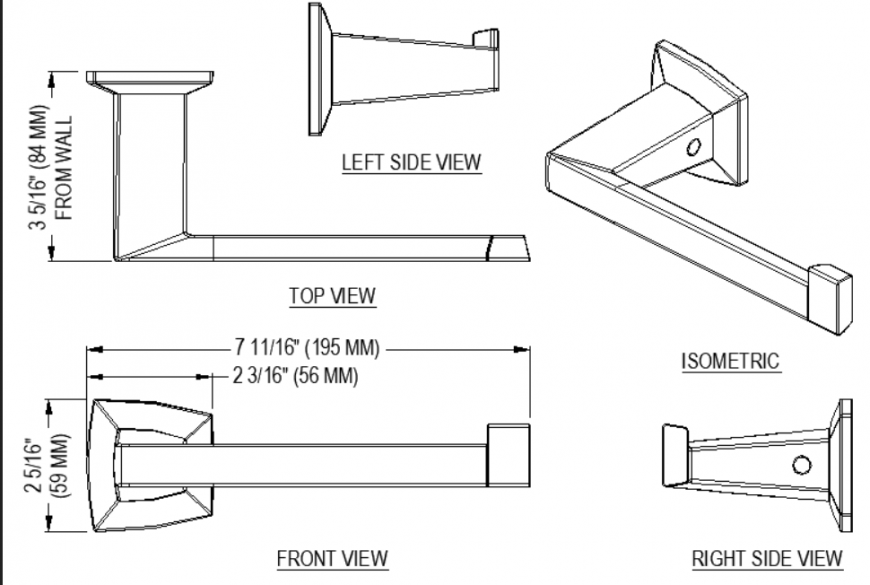Door handle plan detailed dwg file.