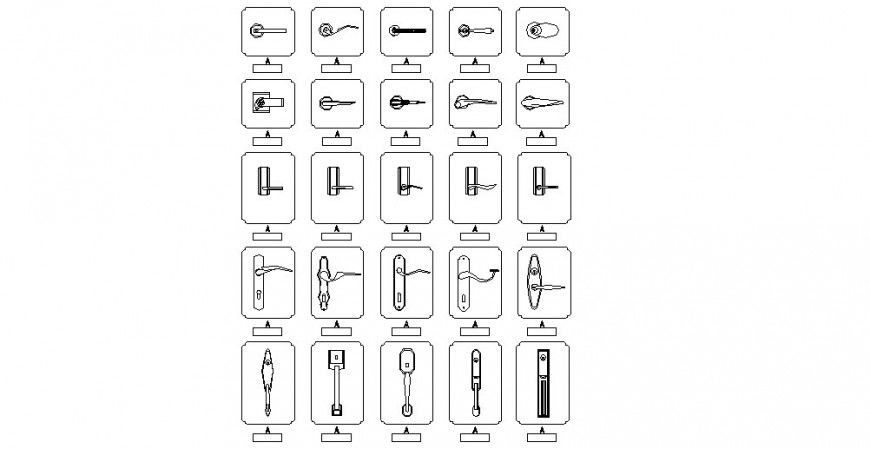 Door Handles CAD DWG Drawing for Architects and Interior Designers
