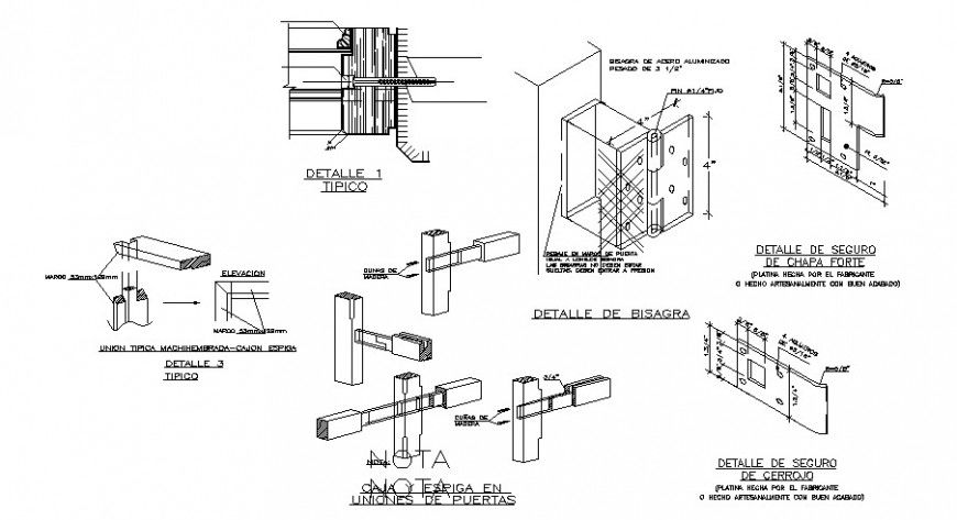 Door installation and fixation 2d drawing in autocad