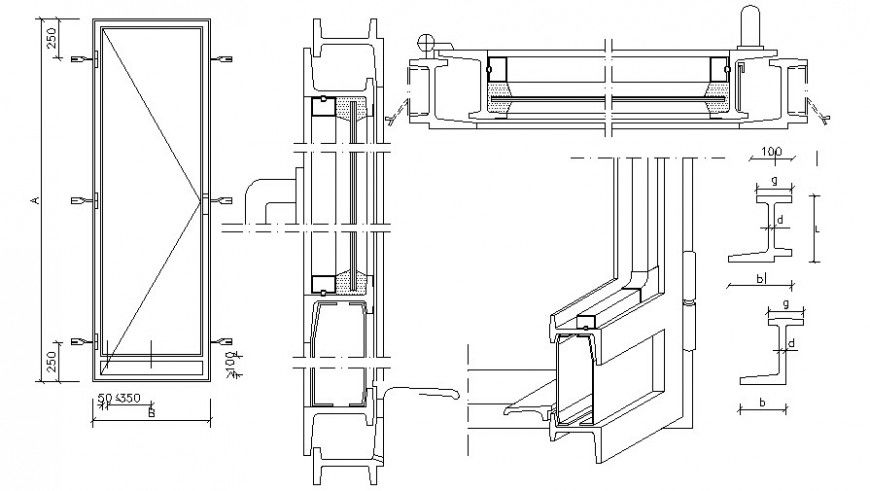 Door installation and section details autocad software file
