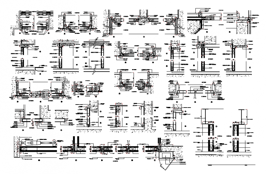 Door installation constructive structure cad drawing details dwg file