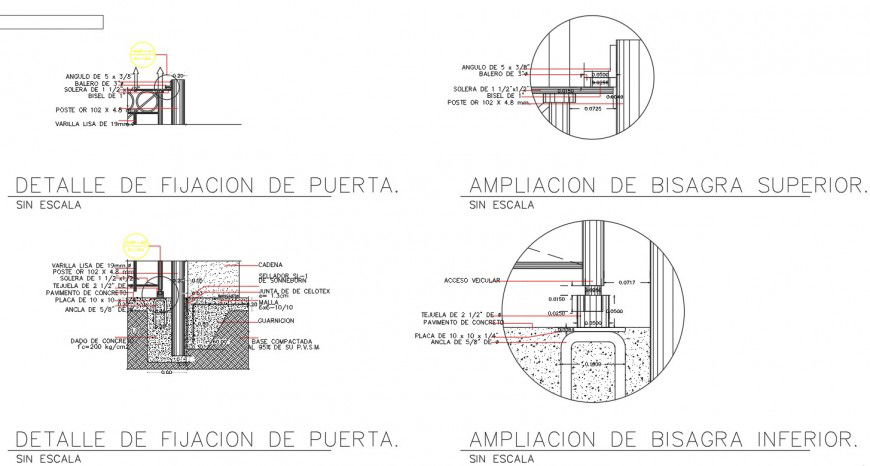 Door interior section plan autocad file