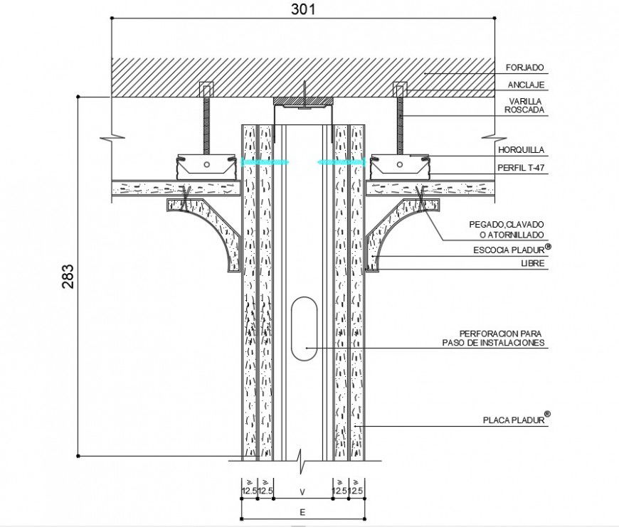 Door joint structure and installation details dwg file