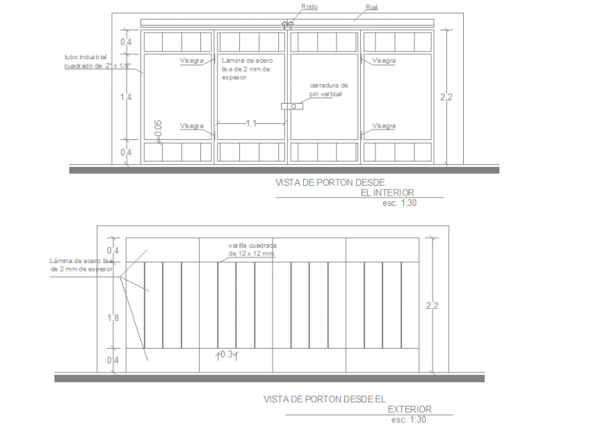 Door or gate elevation drawing in dwg file.