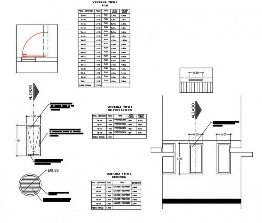 Door plan and elevation detail dwg file