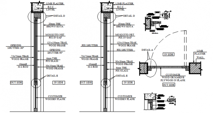 Door plan and sectional CAD drawings autocad software file