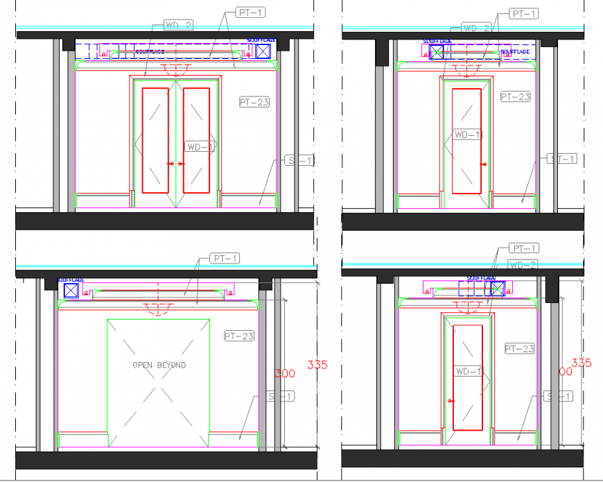 Door plan detailing dwg file.