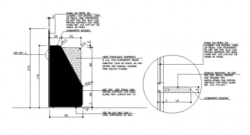 Door section, framing and installation drawing details dwg file