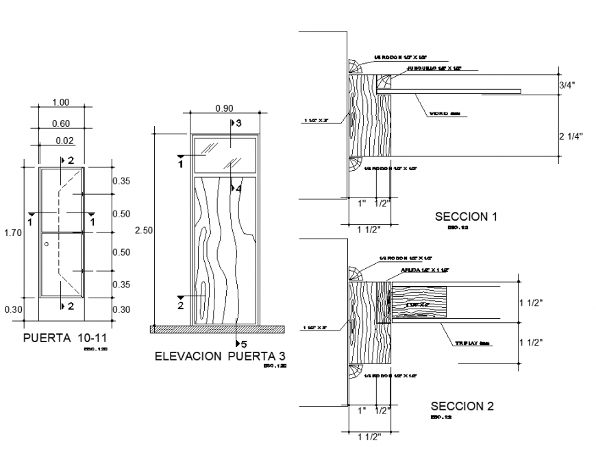 Door section detail elevation layout file