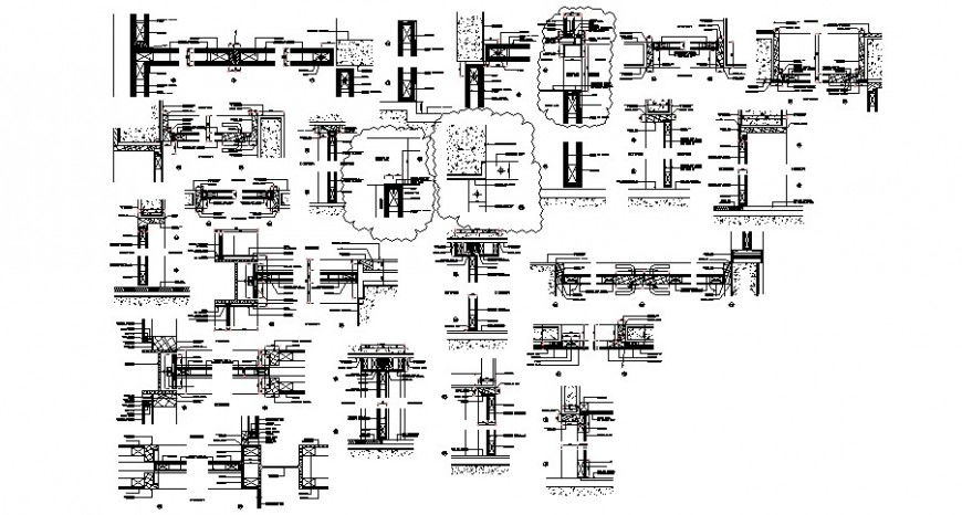 Door sectional blocks detail 2d drawing in autocad