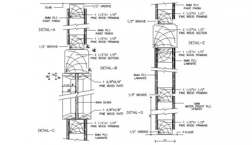 Door sectional details drawings 2d view atocad file