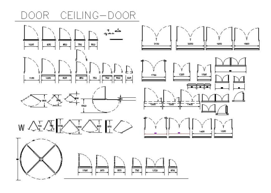 Door siwing section detail dwg file.