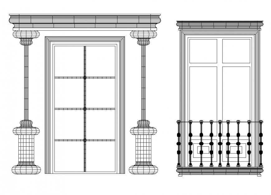 Door structure detail elevation layout file