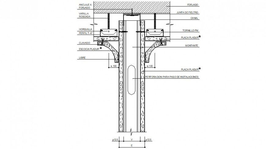 Door support frame section cad drawing details dwg file