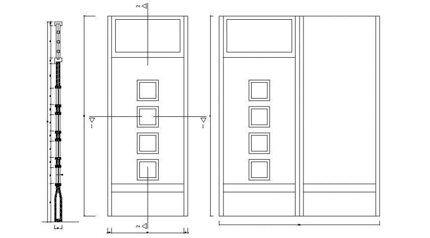 Door units drawing details 2d view elevation autocad file
