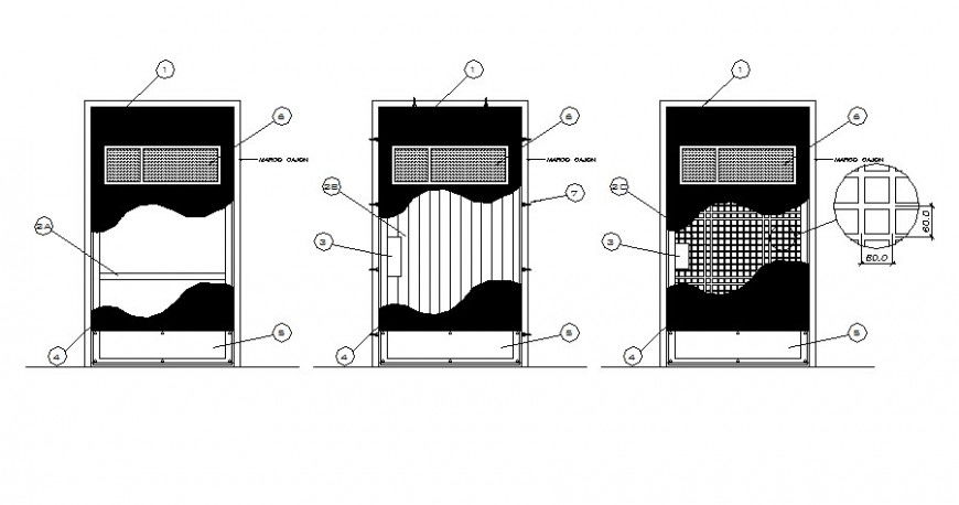Door units drawings details elevation 2d view autocad file