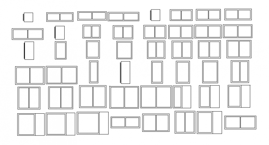 Door window blocks details 2d view elevation dwg autocad file