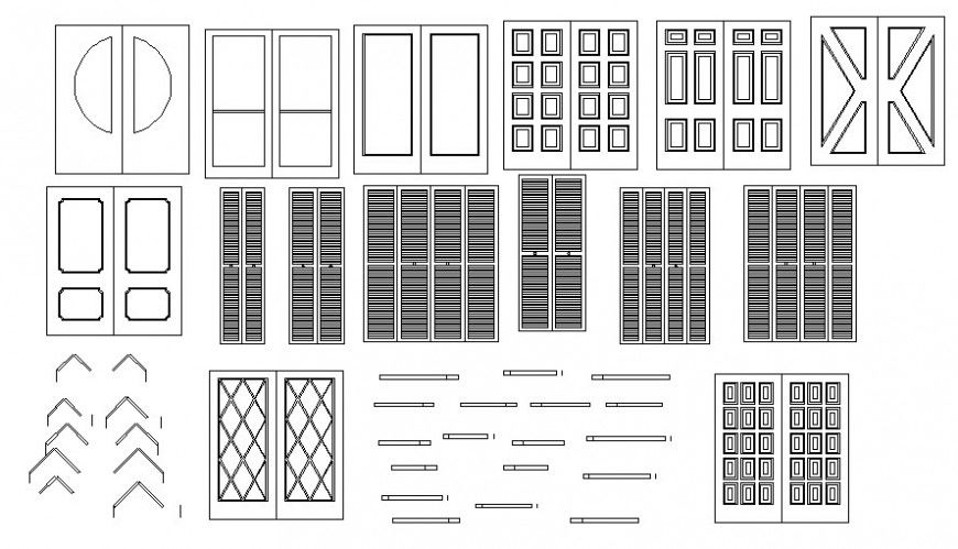 Door window blocks drawings details elevation 2d view autocad file
