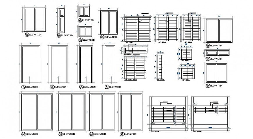 Door window drawings design 2d view autocad file