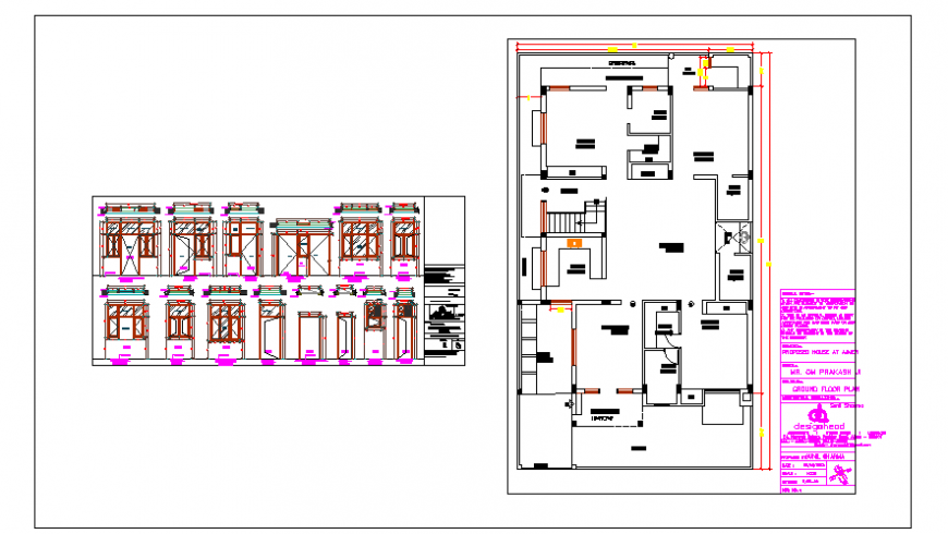 Door window frame detail design drawing of house design