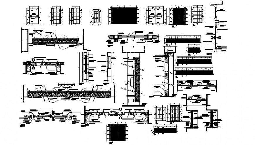 Door window units drawings 2d view elevation plan and section dwg file