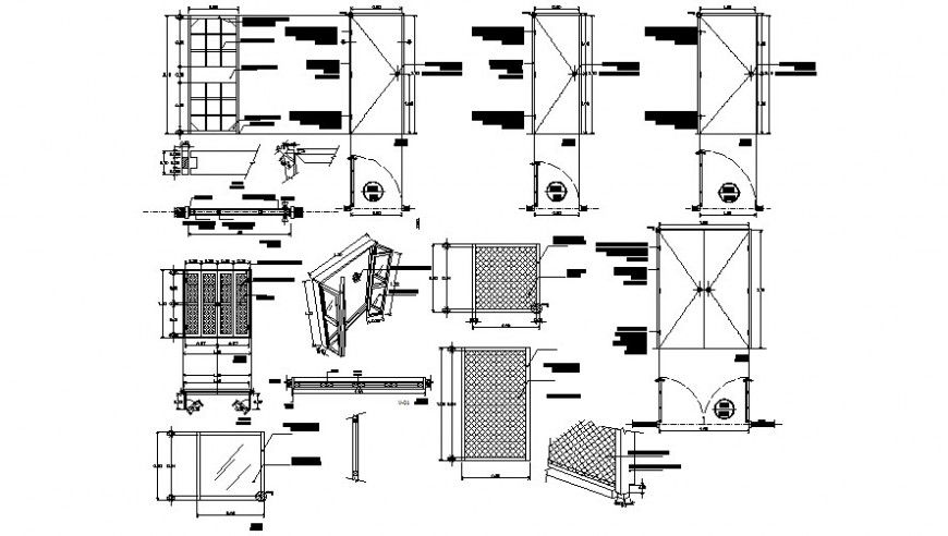 Door window units drawings 2d view elevation plan autocad software file